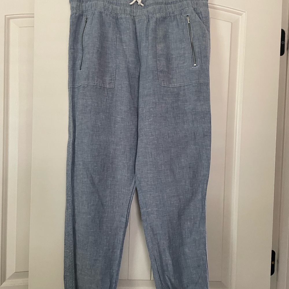 Athleta blue linen joggers